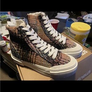 Good News Juice High Top Sneaker Orange Checkered Size 5 Womens NIB